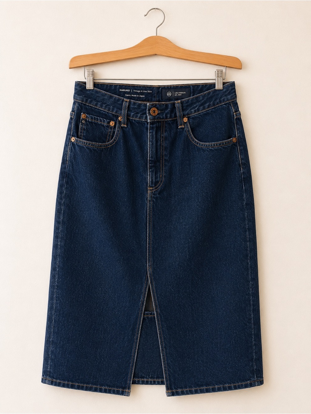 AG Adriano Goldschmied Haruko Vintage A-Line Denim Midi Skirt Japan Sz 30” - Picture 2 of 4